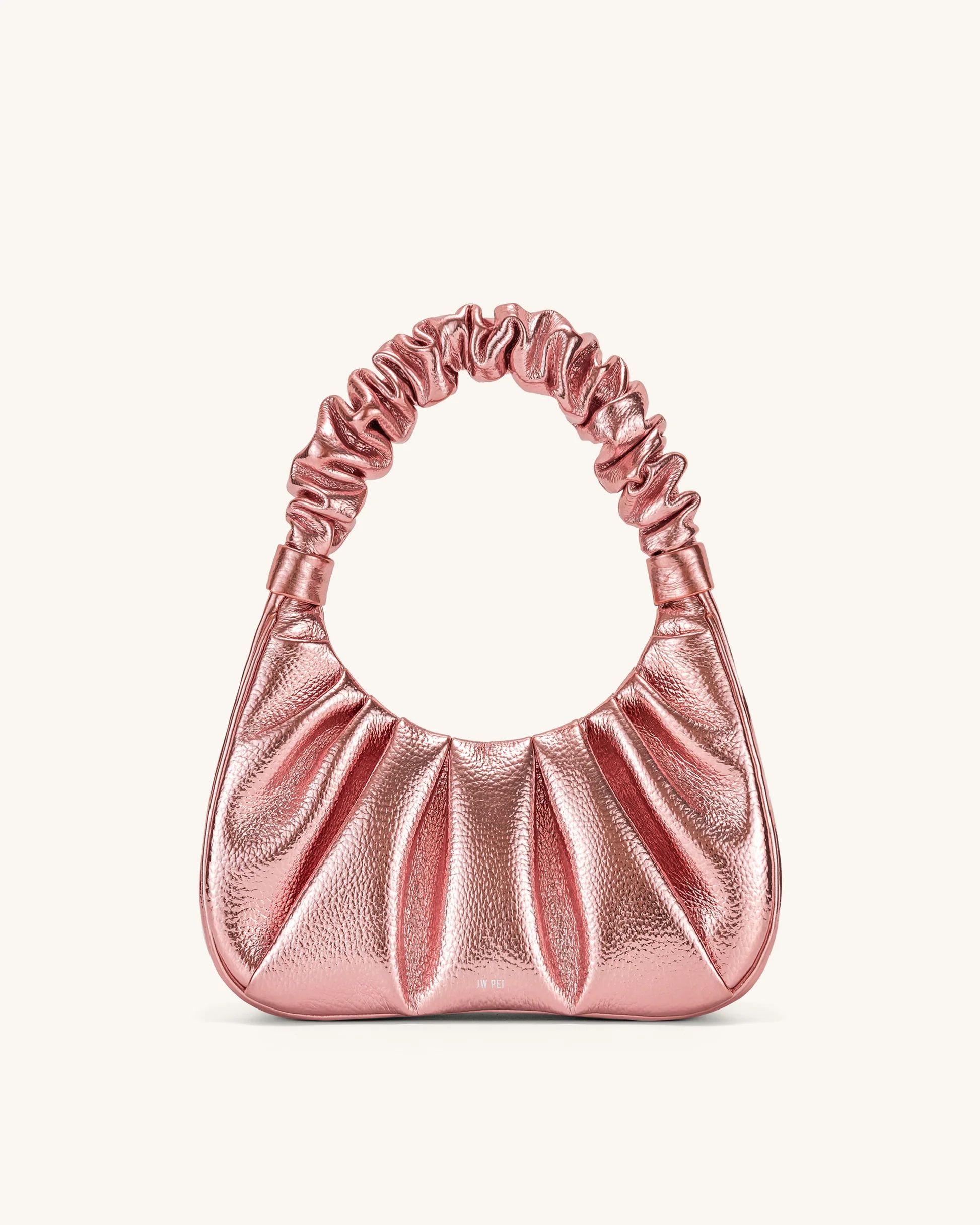 Gabbi Metallic Ruched Hobo Handbag - Pink | JW PEI US