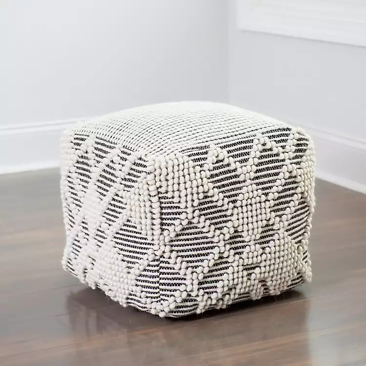 Gray Wool Tufted Knots Seating Pouf | Kirkland's Home