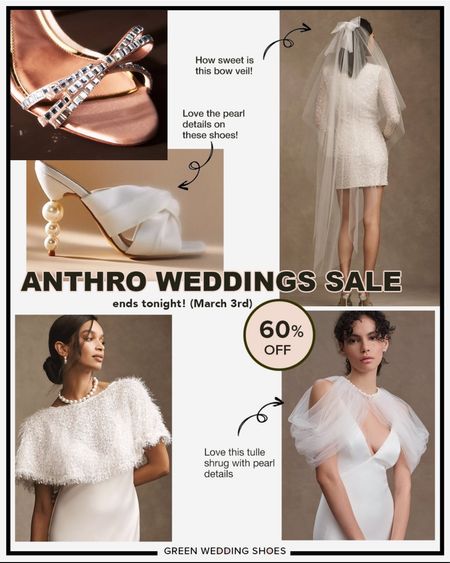 Anthropologie Weddings has a one day sale today with select accessories, shoes, veils and more at over 60% off!!! Sale ends March 3,2024 at 11pm 

#LTKsalealert #LTKwedding