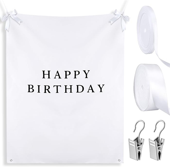 Oudain 29×39 Inch Happy Birthday Burlap Banner, Fabric Party Decorations Backdrop, Boho Rustic P... | Amazon (US)