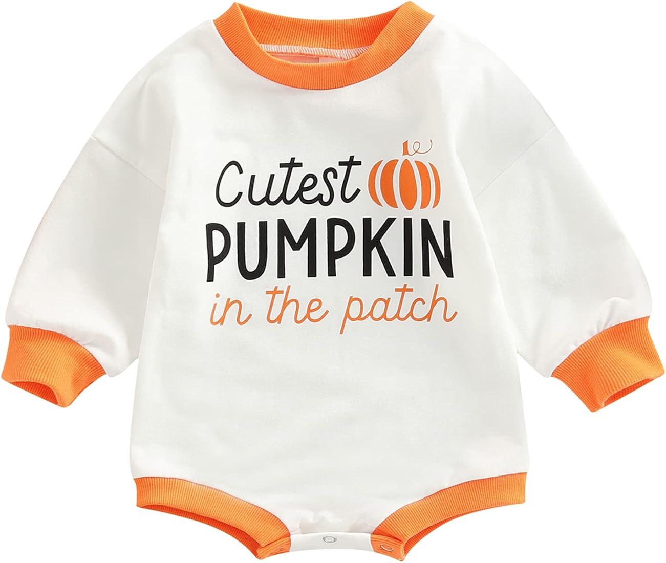 Halloween Baby Boy Girl Clothes Pumpkin Romper Sweatshirt Onesie Crewneck Oversized Long Sleeve Body | Amazon (US)