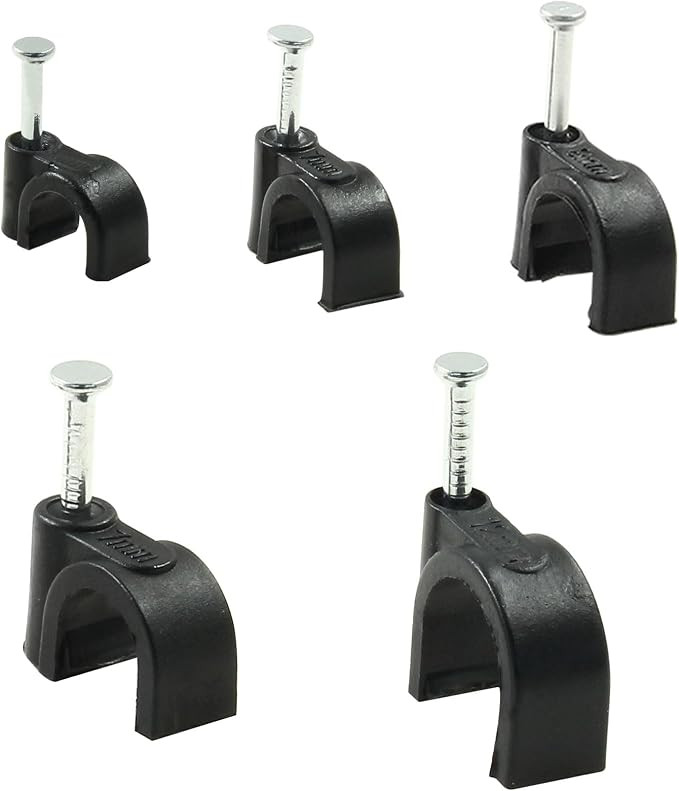 Bivethoi Nail in Cable Clips, 4/6/8/10/12mm, Black, 500 Pack | Cable Tacks Coaxial Nail Clamps, F... | Amazon (US)