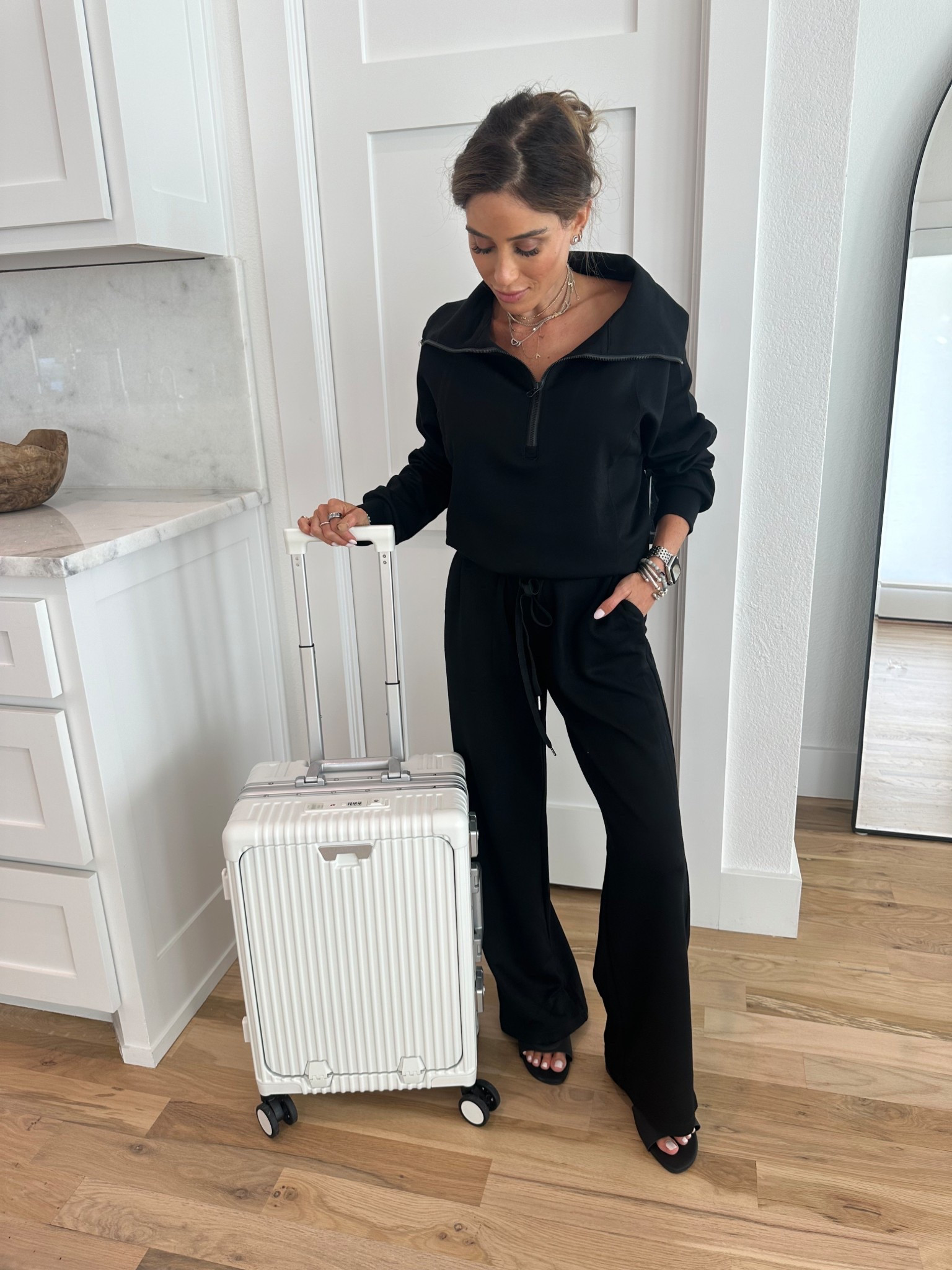 Black matching set looks just like Spanx. Amazon carry on suitcase with lots it compartments 

#LTKPetite #LTKTravel