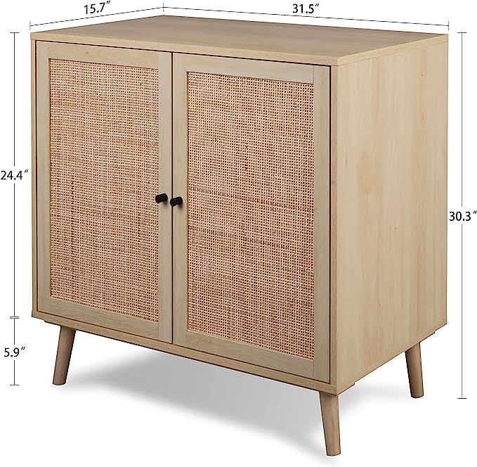 Sideboard Buffet Cabinet,Kitchen Storage Cabinet with Rattan Decorated Doors,4 Doors Console Tabl... | Amazon (US)