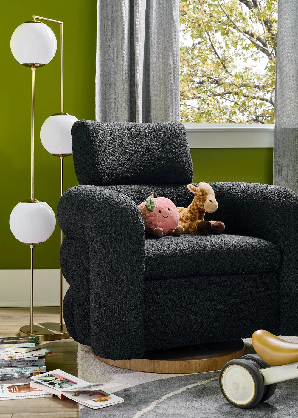 Featured Friday, but make it cozy. 🤍
This little corner was designed with real life in mind — slow mornings, storytime stacks, and a favorite chair that’s always waiting.

I love creating spaces that feel just as good as they look, especially for families. A plush swivel chair, soft textures underfoot, and playful details make this spot feel welcoming, lived-in, and ready for everyday moments.

Because good design should support how you actually live — toys, books, cuddles and all. ✨#FeaturedFriday #CozyCorners #FamilyFriendlyDesign #KidsSpaceInspo #InteriorDetails #BlessedLittleBungalow 

 

#LTKHome #LTKHome