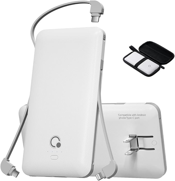 Brand Q Portable Charger with Built-in Cables and AC Wall Plug,Slim USB C Power Bank 10000mAh,Ext... | Amazon (US)
