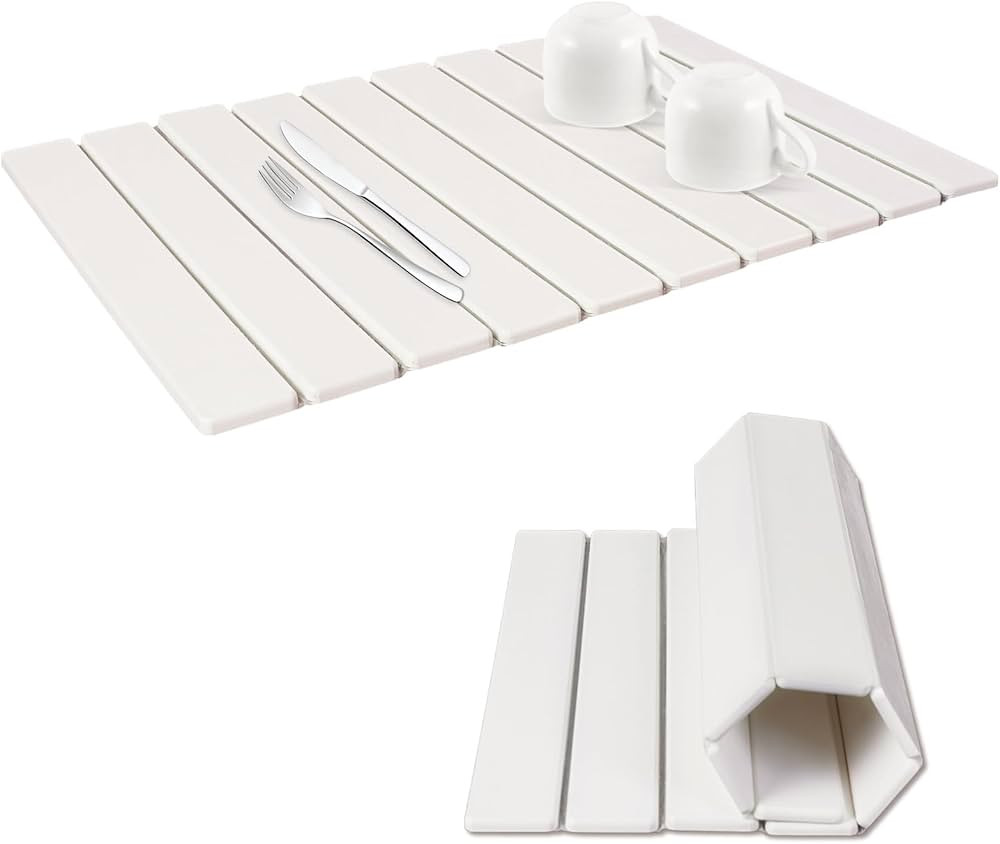 Large Stone Dish Drying Mat for Kitchen Counter, 24"(L)×16"(W) Quick Dry Collapsible Diatomaceou... | Amazon (US)