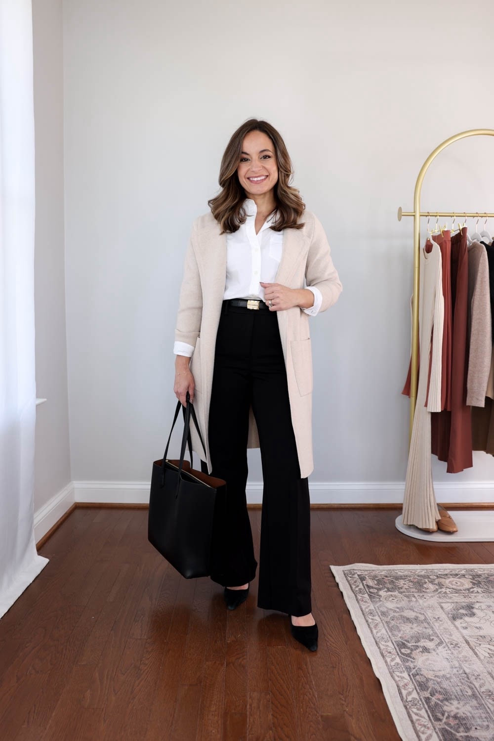 The 2025 fall workwear capsule series: black wide leg pants eight ways! 

There are 21 items in this capsule and over 30+ outfit ideas.


Button down top (J.Crew Factory): petite xxs 
Duster cardigan (Amazon): xs in apricort 
Black wide leg pants (Ann Taylor): petite 00 / 10” rise / 28.5” inseam (I’m wearing curvy, I can only wear with heels) 

My measurements for reference: I’m 4’10” and 105lbs. My bust, waist, and hip measurement is 32”, 24”, and 36”.

#LTKWorkwear #LTKPetite