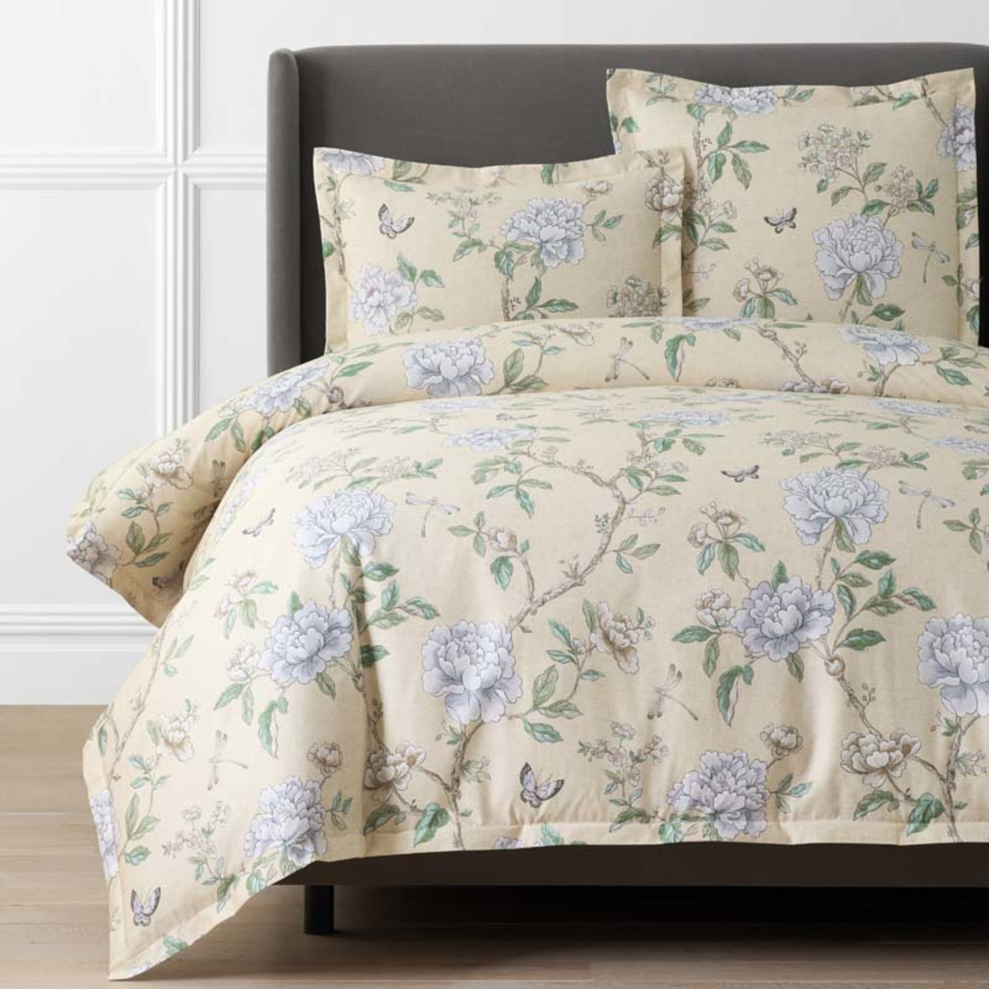 Peony Garden Premium Smooth Wrinkle-Free Sateen Duvet Cover - Beige Tan, King/Cal. King | The Company Store