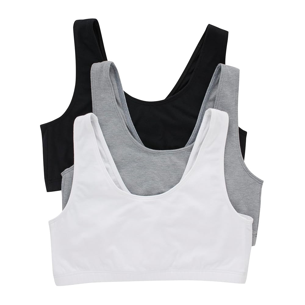 Hanes Women's Scoopneck Cotton Bralette Crop Top (3 Pack) | Amazon (US)