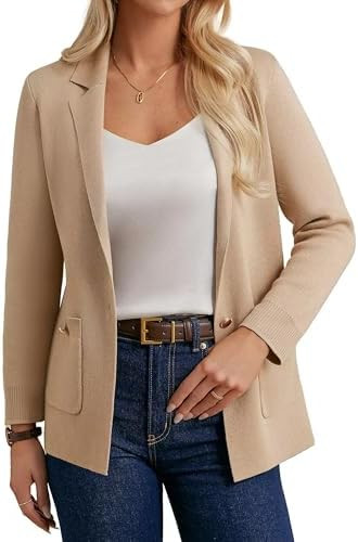 GRACE KARIN Women Sweater Blazers Business Casual Long Sleeve Work Cardigan Open Front Lapel Suit... | Amazon (US)