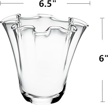 CYS EXCEL Clear Glass 3D Flower with Ruffle Rim Wavy Bouquet Trumpet Vase Unique Modern Home Déc... | Amazon (US)