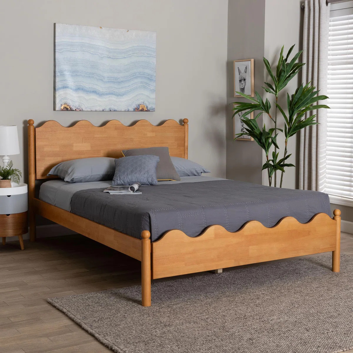 Baxton Studio Malaya Modern Wood Full Platform Bed With Scalloped Edges | Wayfair North America