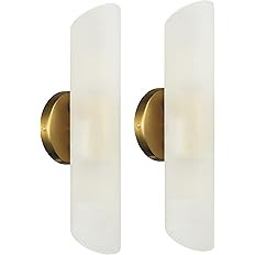 DAYCENT Modern Gold Cylinder Wall Sconces Set of Two Frosted Glass Wall Light Fixture 2-Light Cyl... | Amazon (US)