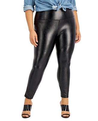 Tinseltown Trendy Plus Size Faux-Leather Leggings & Reviews - Trendy Plus Sizes - Plus Sizes - Ma... | Macys (US)