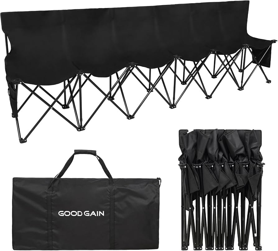 G GOOD GAIN Portable Soccer Bench,Team Bench Soccer 6 Seats with Bag,Black | Amazon (US)