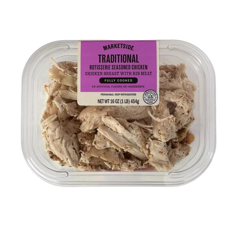 Marketside Traditional Pulled Rotisserie Seasoned Chicken, 16 oz, 18g of Protein, No Artificial I... | Walmart (US)