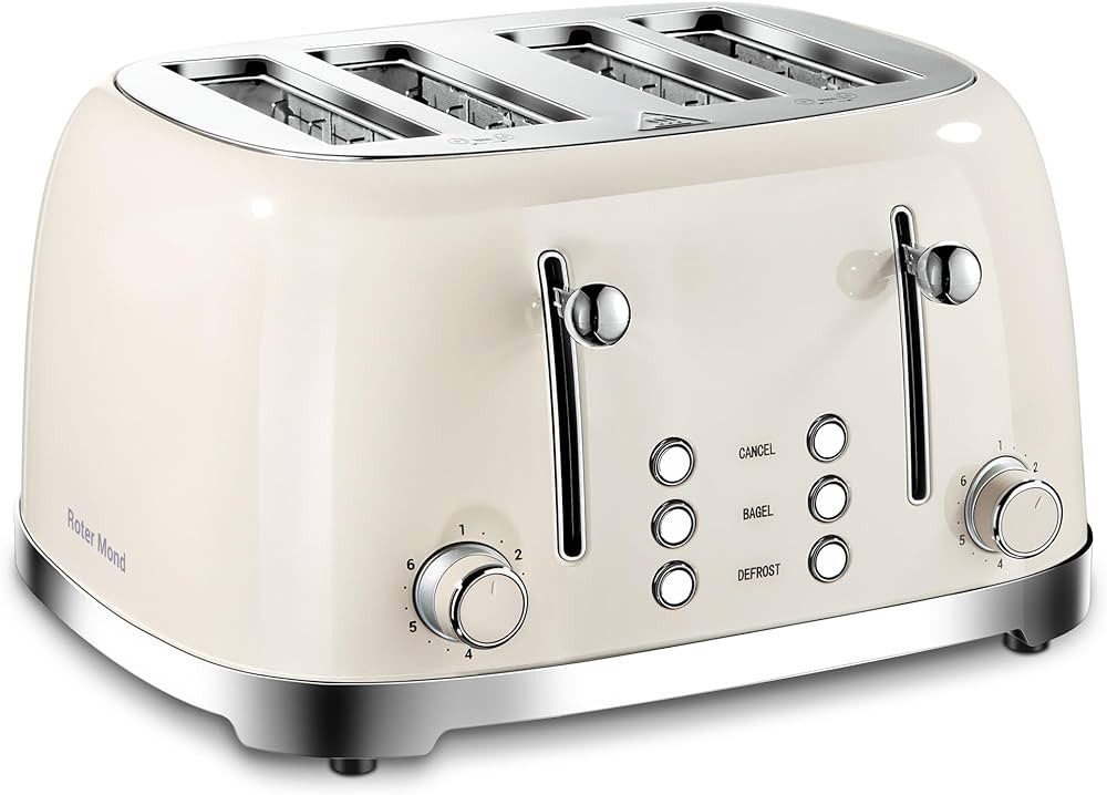 4 Slice Toaster Roter Mond Retro Stainless Steel with Bagel Defrost Cancel Function, 6 Browning S... | Amazon (US)
