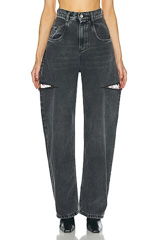 Maison Margiela Cut Out Wide Leg in Black | FWRD 