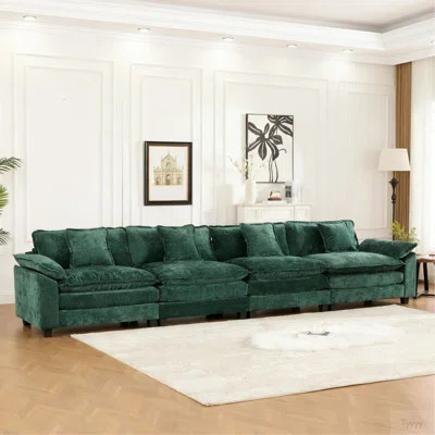 Wider Armrest, Modern Sectional Couch, For Living Room Bedroom And Apartment, Comfy Double Layer Upholstered Seat Cushion, Breathable Chenille Fabric | Wayfair North America
