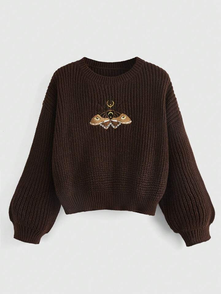 ROMWE Hippie Pullover mit besticktem Detail, Drop Shoulder | SHEIN