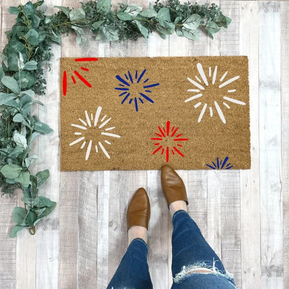 Summer Doormat, Fourth of July Doormat, Doormat Outdoor, Summer Party Decor, Pattern Doormat, Red... | Etsy (US)