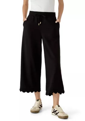 Petite Scalloped Terry Pants | Belk