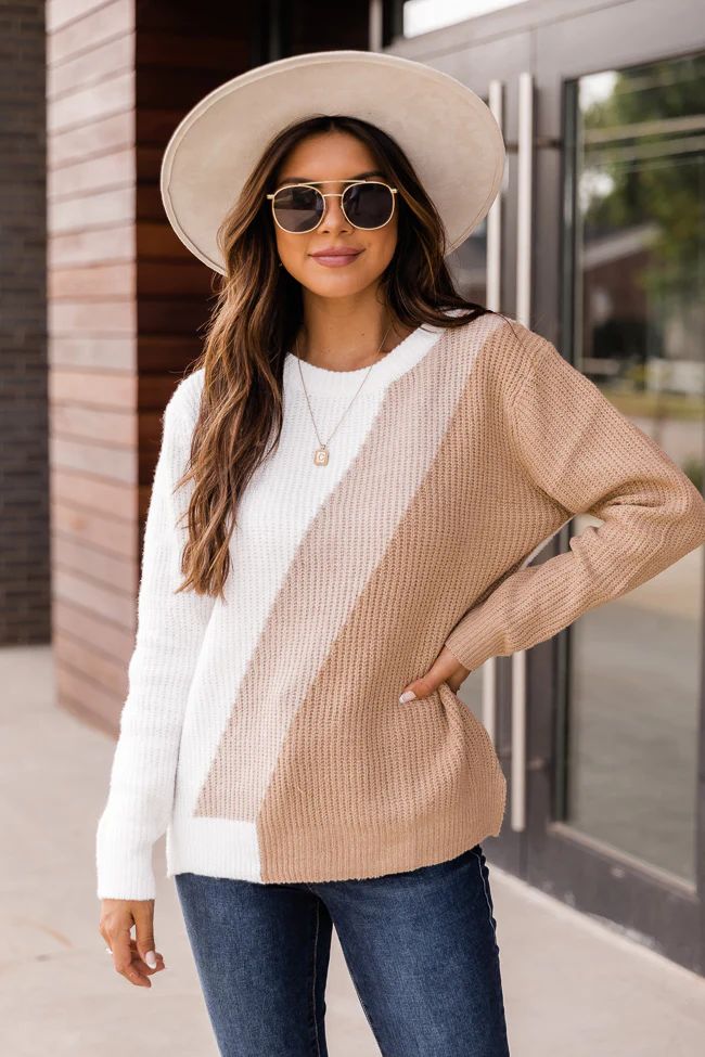 Outstanding Beauty Brown Colorblock Sweater | The Pink Lily Boutique