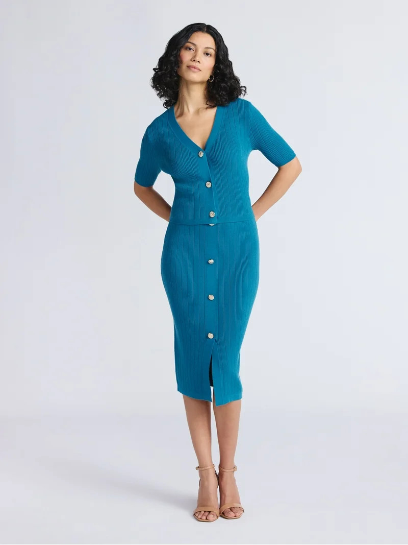 Sofia by Sofia Vergara Women's Cardigan Sweater with Short Sleeves, Sizes XS-XXXL | Walmart (US)