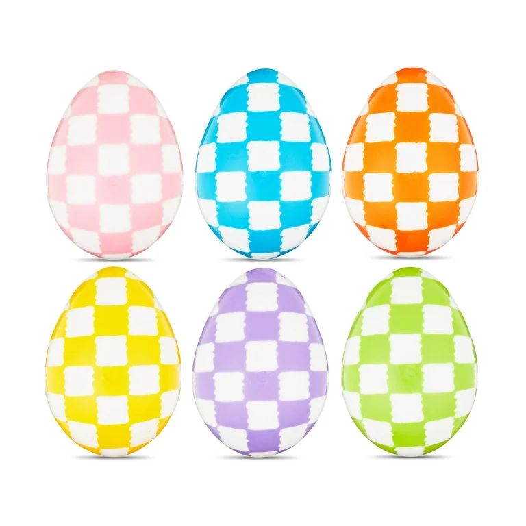 Multicolor Checkered Fillable Plastic Easter Eggs, 12 Count, 1.73", by Way To Celebrate | Walmart (US)