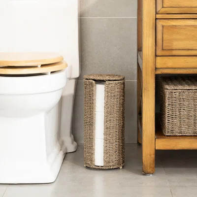 StorageWorks Wicker Toilet Paper Holder Stand for Bathroom, 3 Rolls of Toilet Tissue Storage, Freestanding Toilet Roll Holder Stand for Powder Room | Wayfair North America