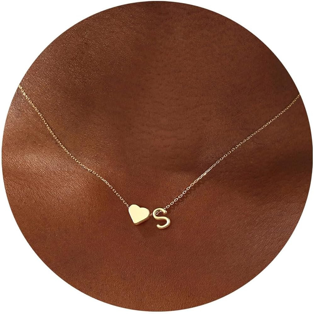 Turandoss Christmas Gifts for Grandkids - Dainty 18K Gold Plated Tiny Heart Initial A-Z Letter Pe... | Amazon (US)