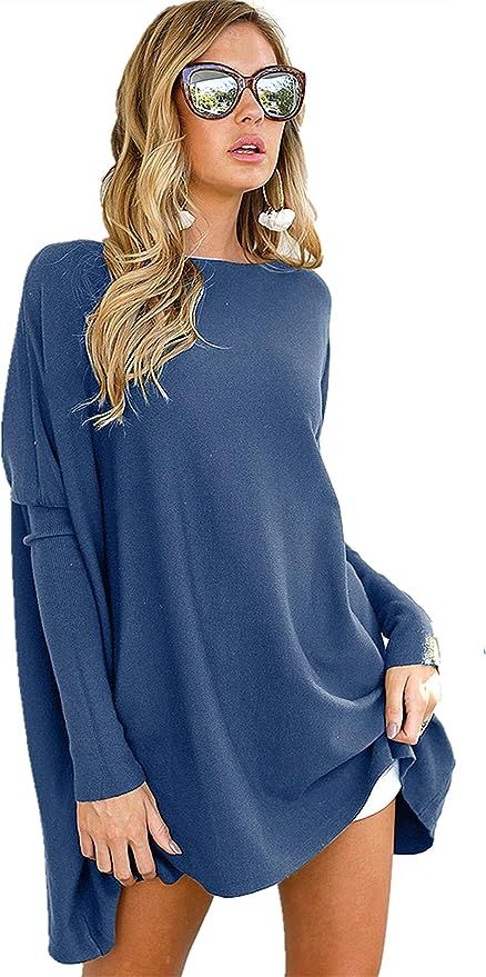 LIYOHON Women's Tunic Tops for Leggings Casual Oversized Shirts Batwing Long Sleeve Loose Fitting... | Amazon (US)