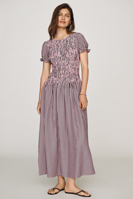 Margie Smocked Stripe Midi Dress | Anthropologie (US)