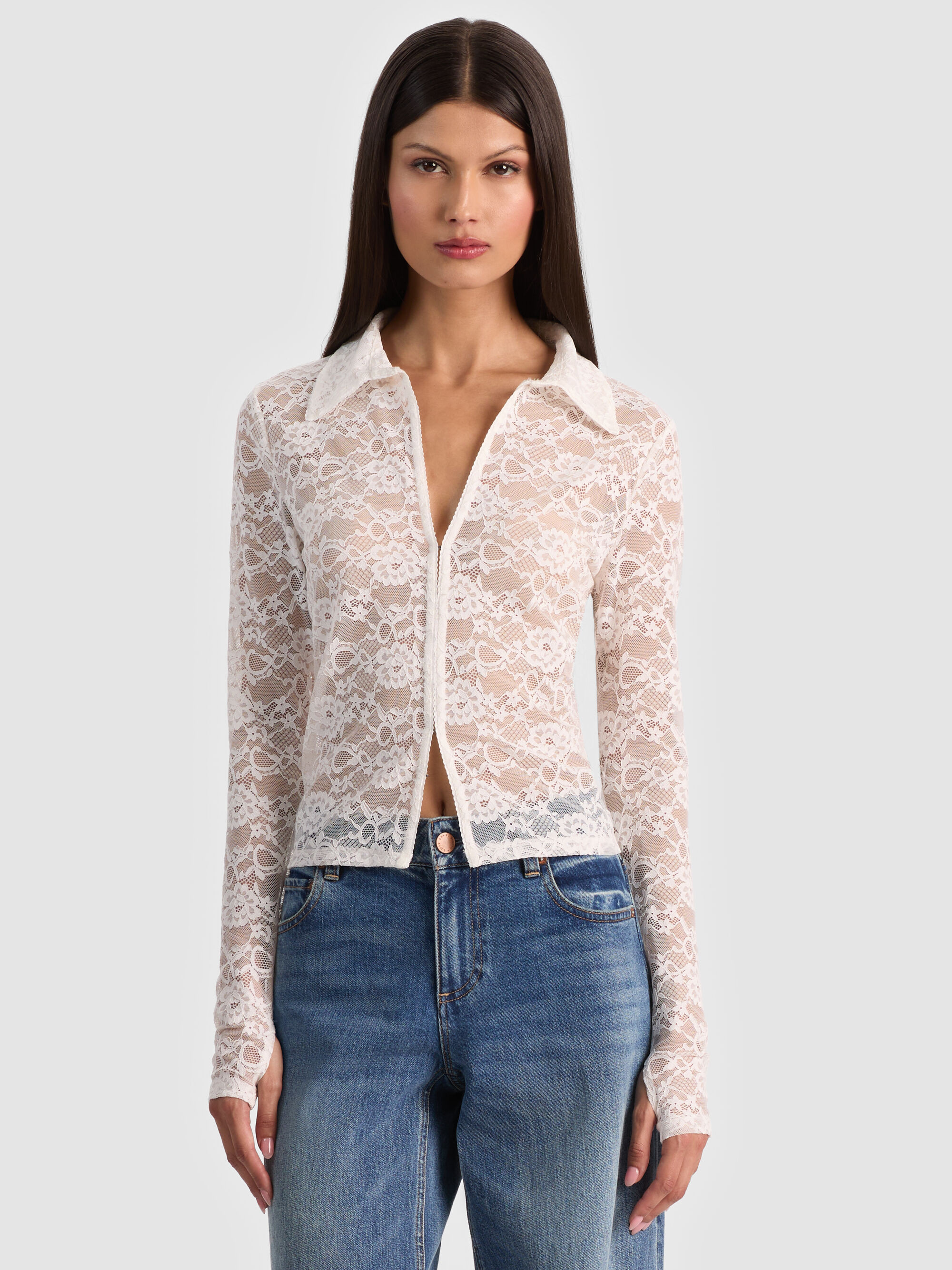 KARA LACE BUTTON DOWN | Alice + Olivia