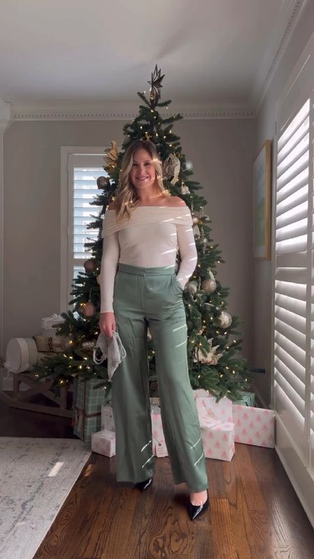 Day 8 of 8 holiday outfits to wear this Christmas! Satin pants are one of my favorites for work parties or dinner get together. 

#LTKstyletip #LTKSeasonal #LTKHoliday