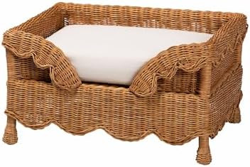 Bali & pari Papina Natural Rattan Pet Bed with Scalloped Sides - Handwoven Wicker Enclosed Lounge... | Amazon (US)