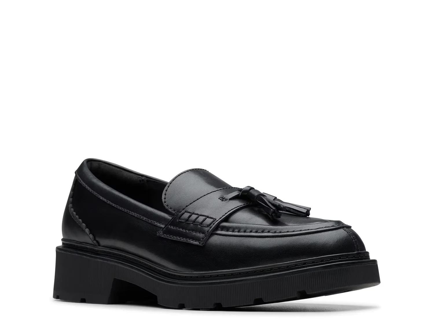 Clarks Lauryl Tassel Loafer | Women's | Black Leather | Size 9.5 | Loafers | Block | Lug | DSW