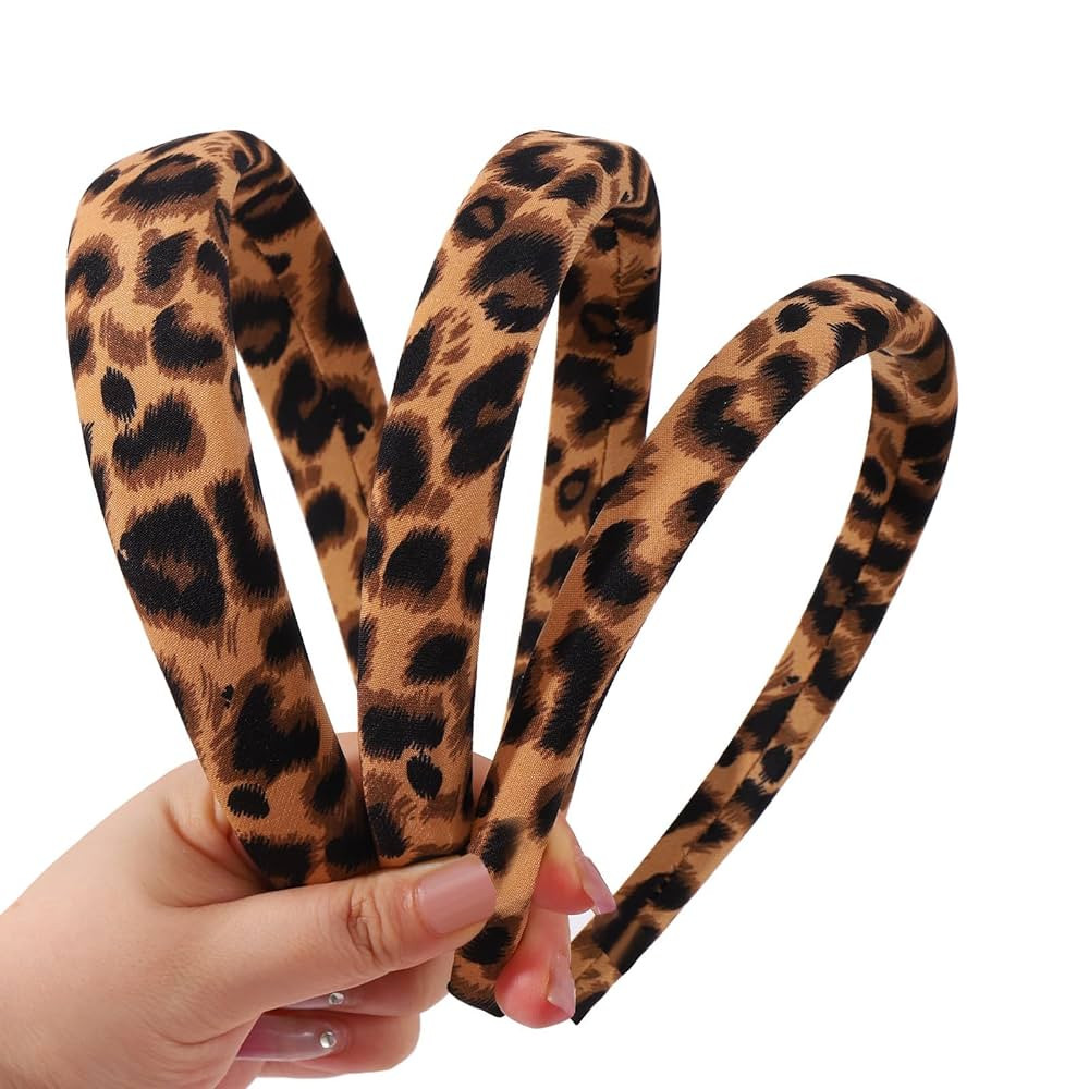 AUDTOPE 3PCS Leopard Print Headbands for Women & Girls - Comfortable Non Slip Padded Headbands | Amazon (US)
