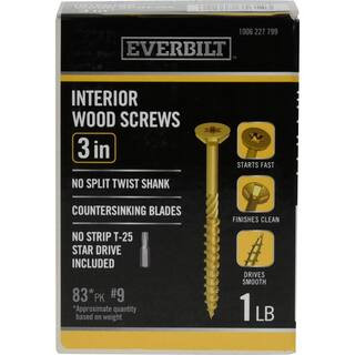 #9 x 3 in. Star Drive Flat Head Interior Wood Screws (83-Pack) | The Home Depot