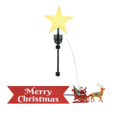 Magic of Christmas Animated Sleigh Tree Topper with Banner - Black Santa | Wayfair North America