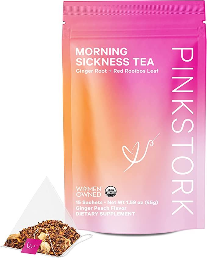 Pink Stork Morning Sickness Support Tea: Organic Ginger Peach Pregnancy Tea, Pregnancy Must Haves... | Amazon (US)