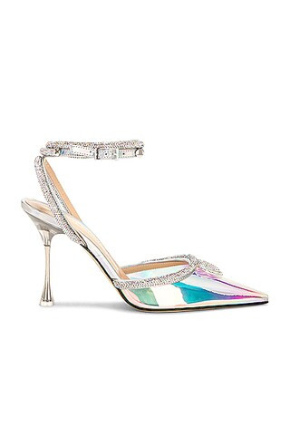 MACH & MACH Crystal Heart Embellished High Heel in Iridescent | FWRD | FWRD 