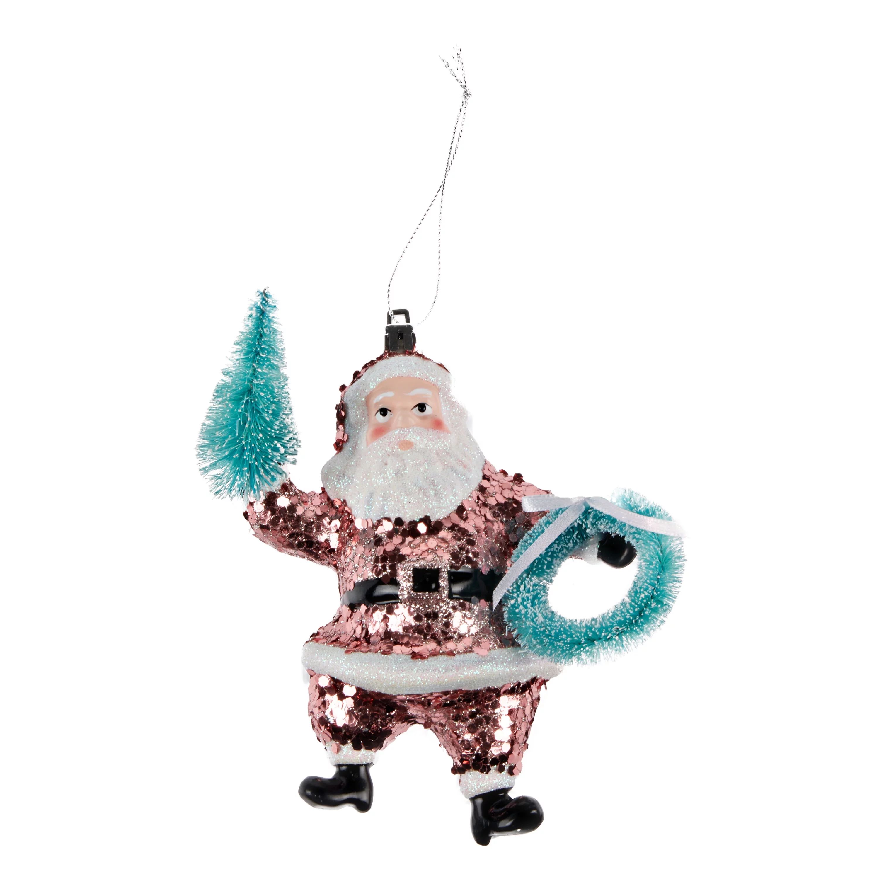 Holiday Time Glitter Santa with Tree Ornament | Walmart (US)
