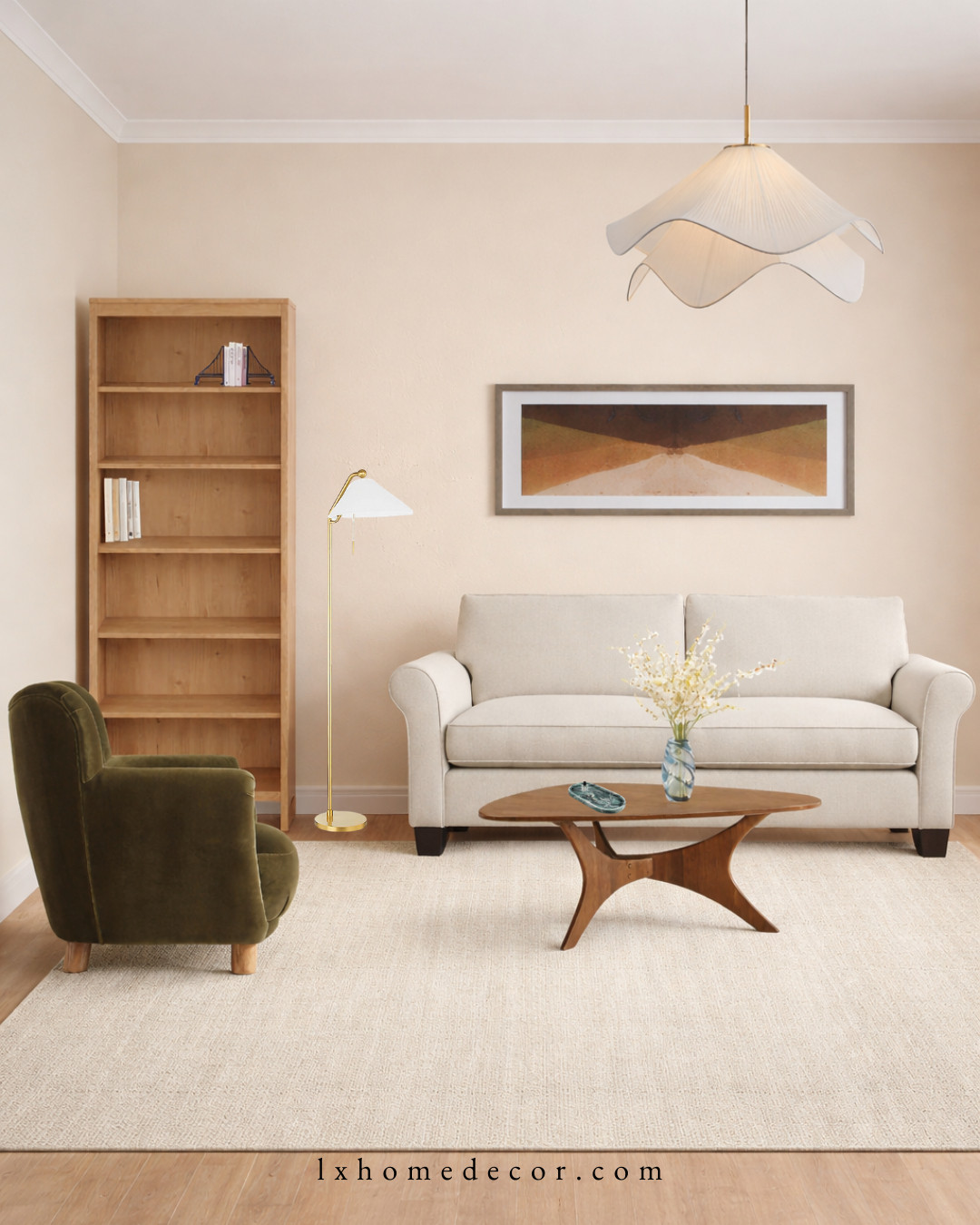 Mid-Century Modern & Soft Neutrals ✨

This space is all about intentional silhouettes and a balanced, high-end palette. A classic cream sofa is grounded by a sculptural, dark wood coffee table and an olive velvet armchair for a sophisticated touch of color. The wavy, tiered pendant light and minimal floor lamp add architectural interest without overwhelming the room's airy feel. Shop the curated look below.

#LTKhome #LivingRoomInspo #MidCenturyModern #NeutralHome #InteriorDesign 

 #LTKSpringSale #LTKHome #LTKSaleAlert