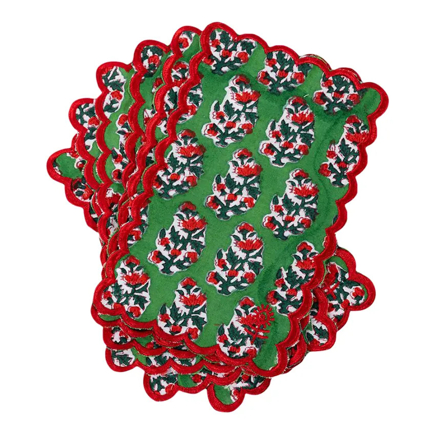 Furbish Carol Scalloped Trim Cocktail Napkins, Set of 6 | Chairish