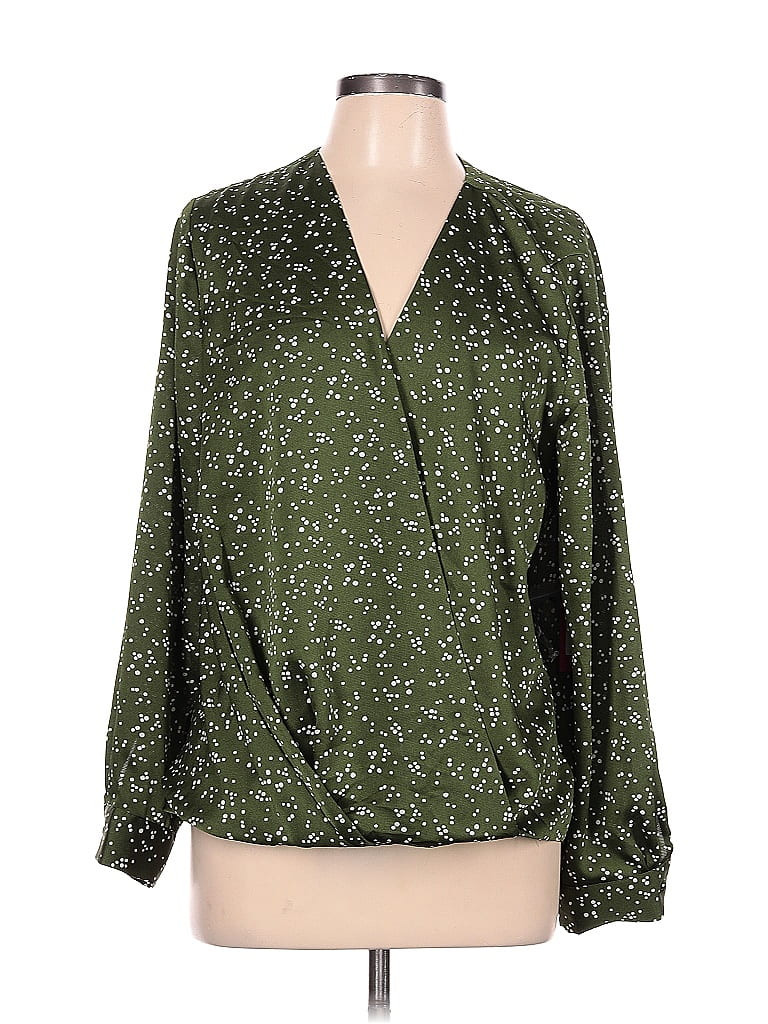 Vince Camuto Long Sleeve Blouse: Green Tops - Size Large | ThredUp