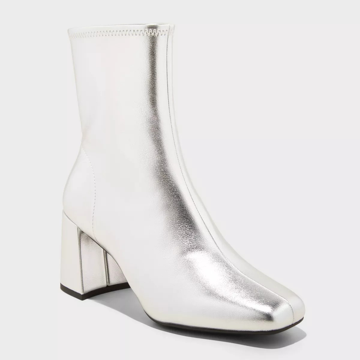 Women's Pippa Chunky Heel Ankle Boots - A New Day™ Silver | Target
