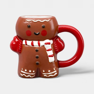 5 fl oz Christmas Stoneware Figural Gingerbread Man Mini Mug - Wondershop™ | Target
