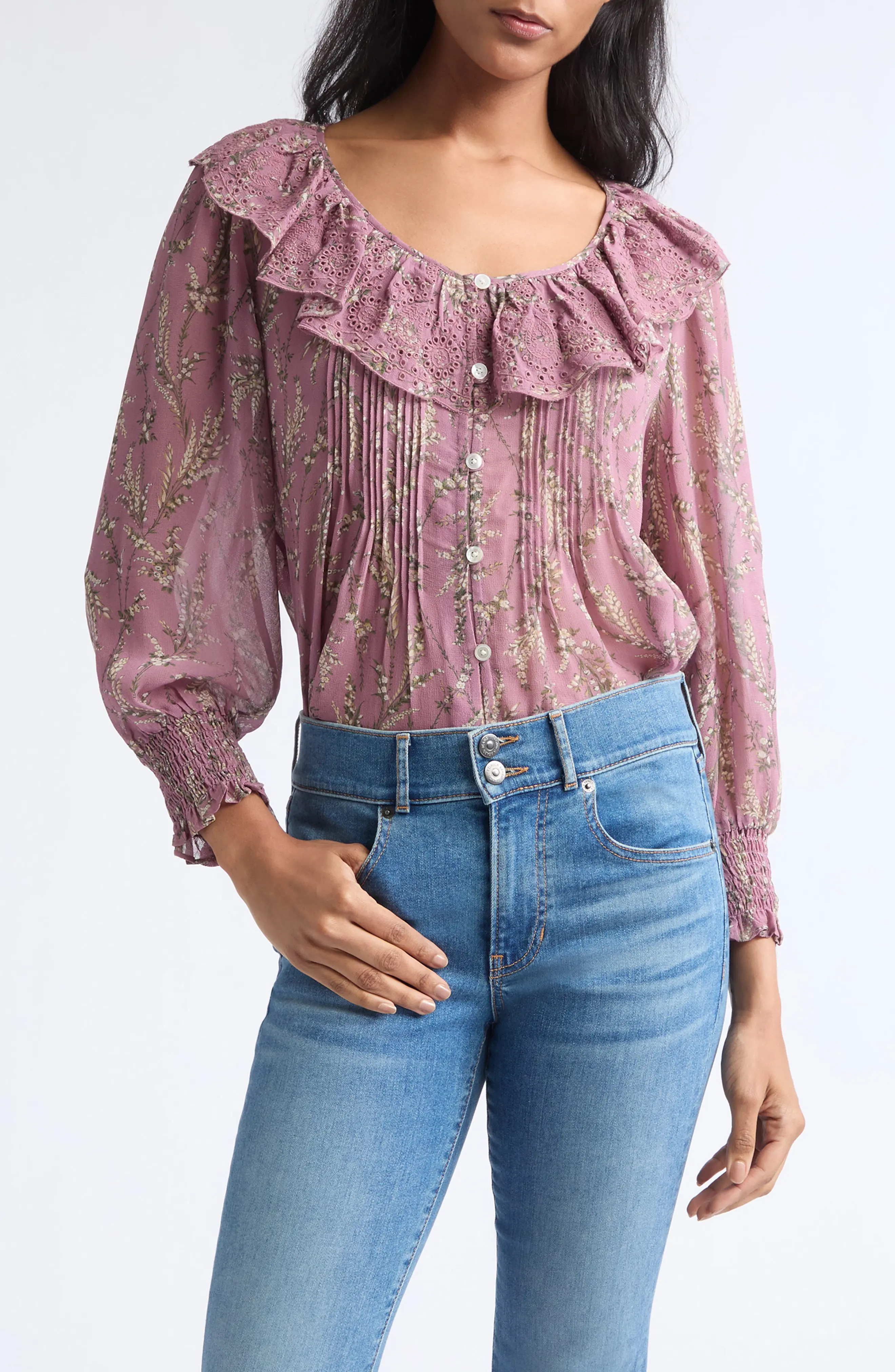 Veronica Beard Hewitts Ruffle Pintuck Shirt (Women) | Nordstrom | Nordstrom